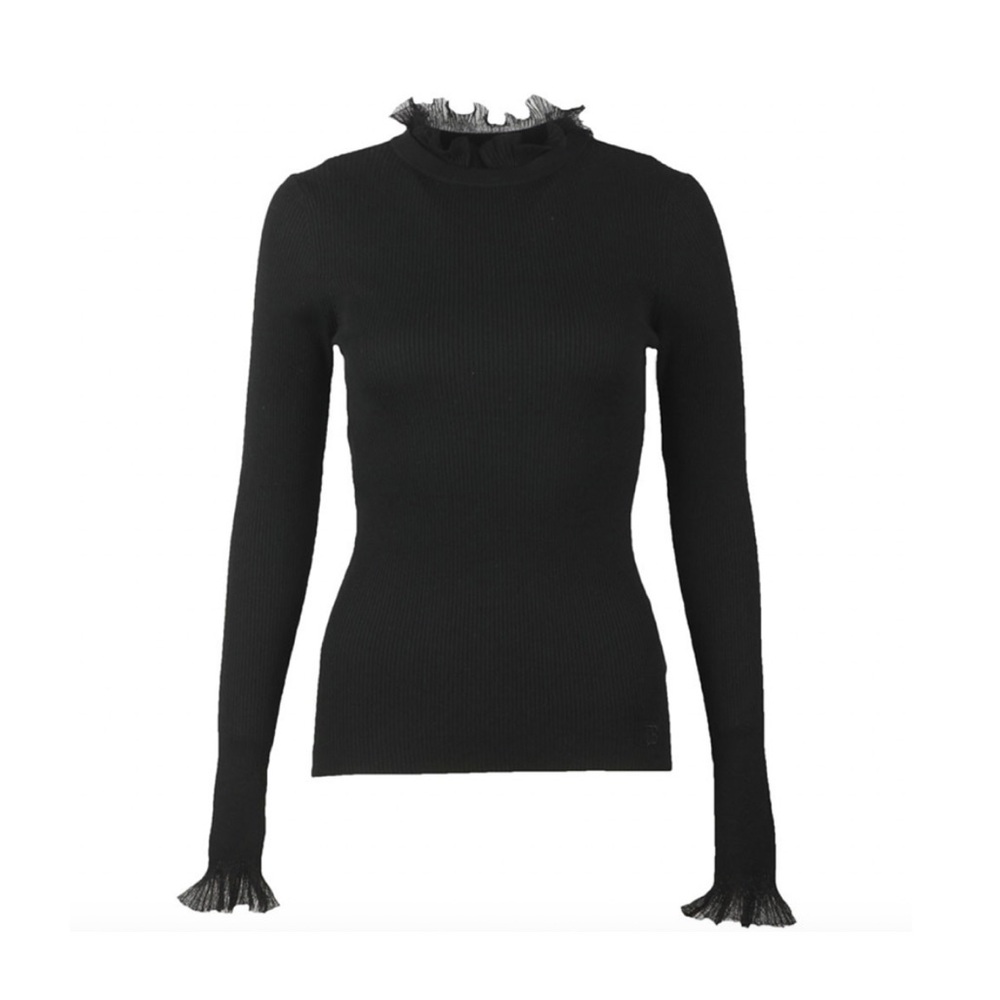 Ted Baker Woman’s Black Dvans Frill Neck Detail Jumper Sweater Size:2